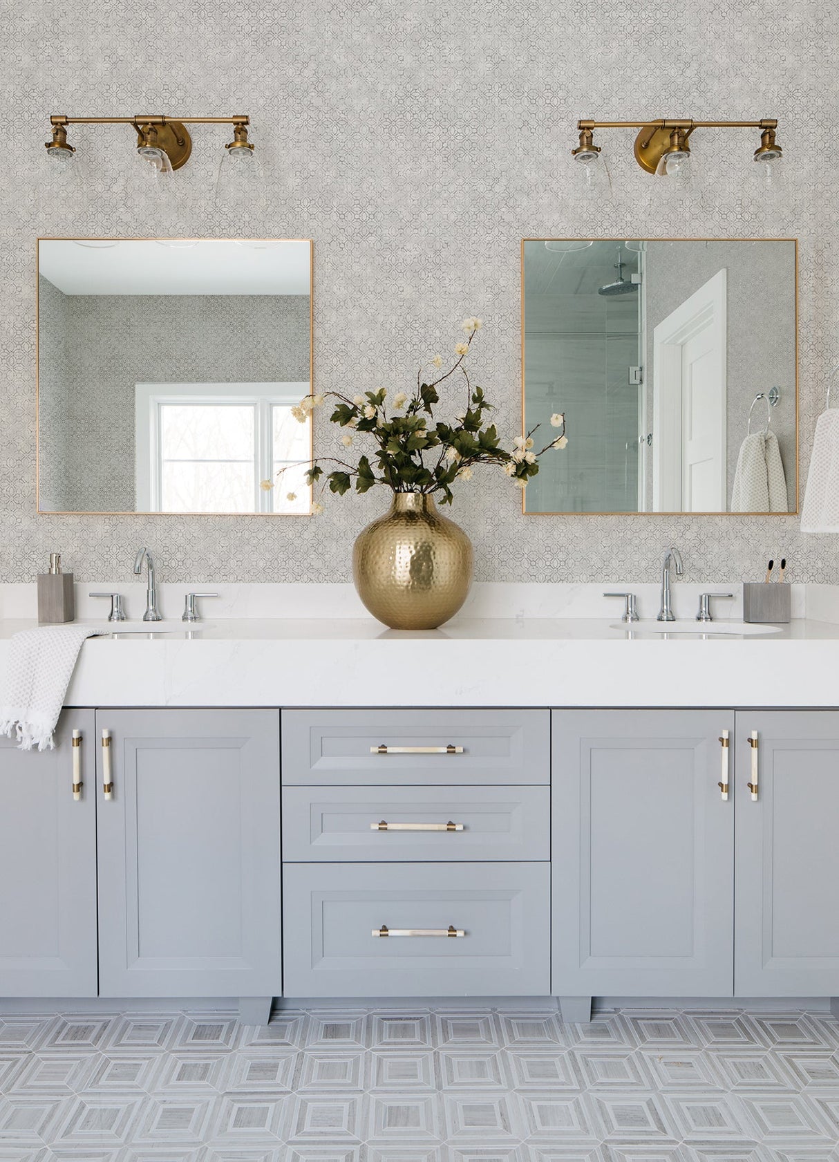 A-Street Prints 4105-86665 Khauta Sterling Floral Geometric Wallpaper