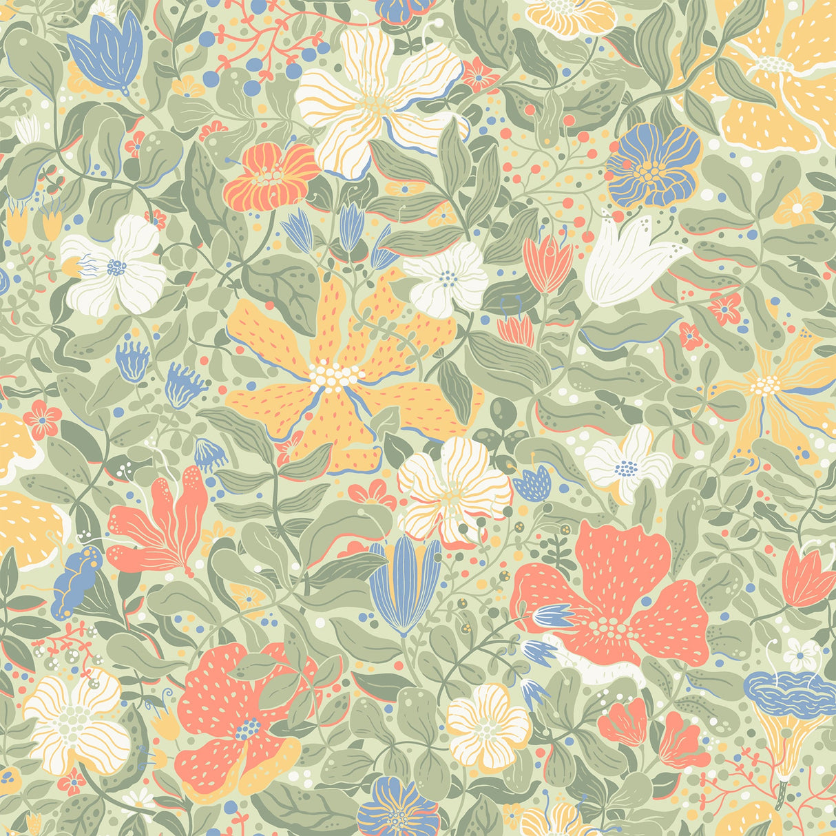A-Street Prints 4111-63018 Midsommar Sage Floral Medley Wallpaper