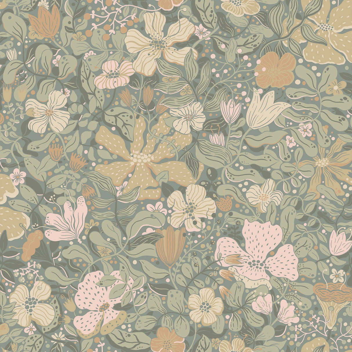 A-Street Prints 4111-63020 Midsommar Grey Floral Medley Wallpaper