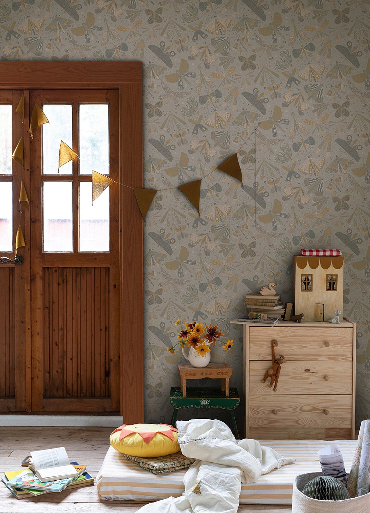 A-Street Prints 4111-63025 Flyga Light Blue Butterfly Bonanza Wallpaper