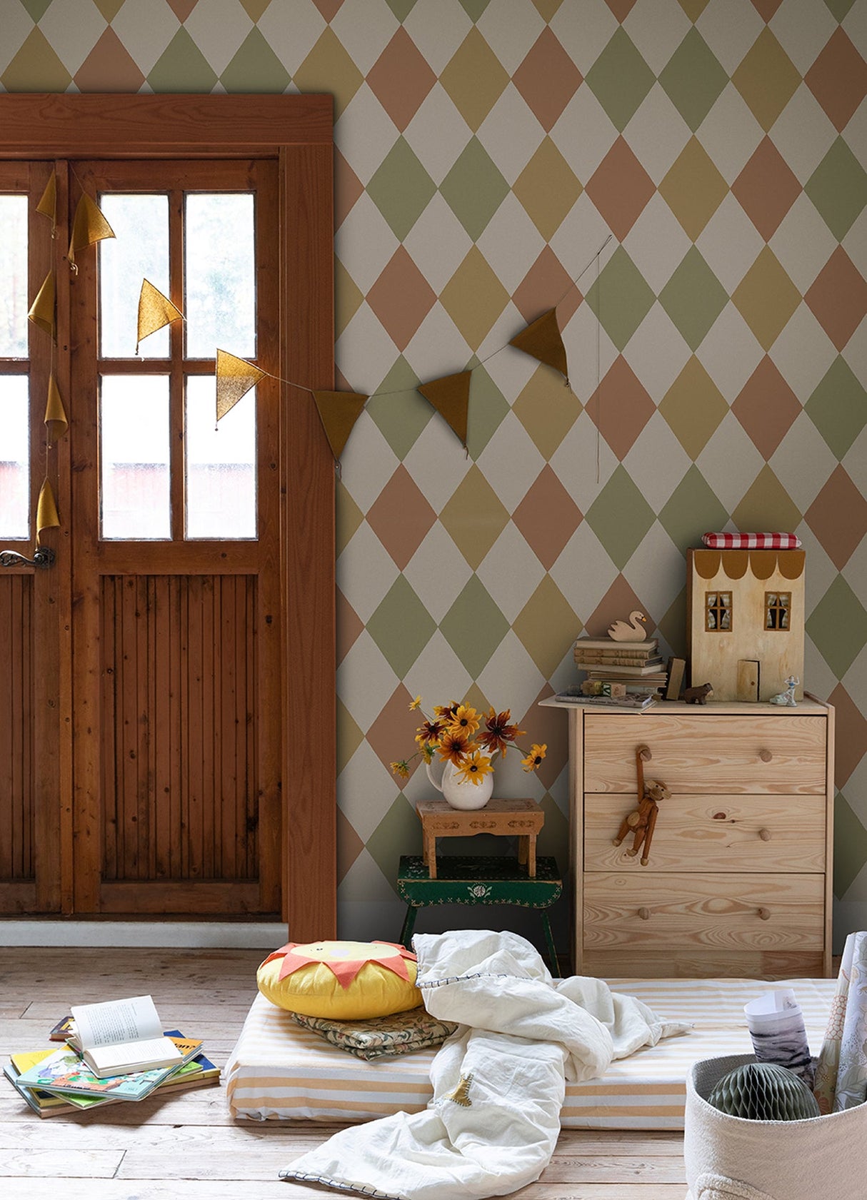 A-Street Prints 4111-63027 Kalas Mustard Diamond Wallpaper