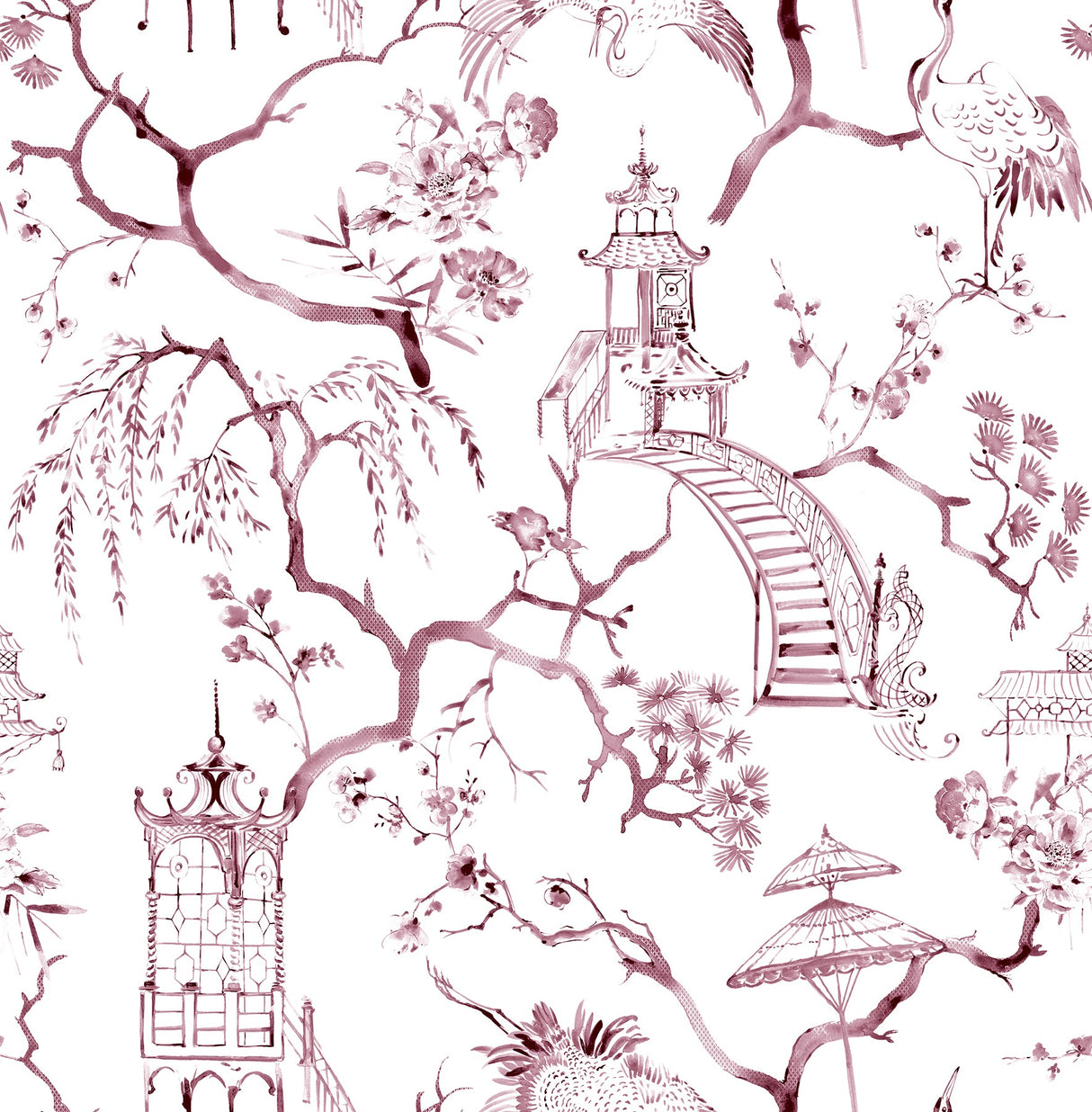A-Street Prints 4120-26806 Serena Plum Chinoiserie Wallpaper