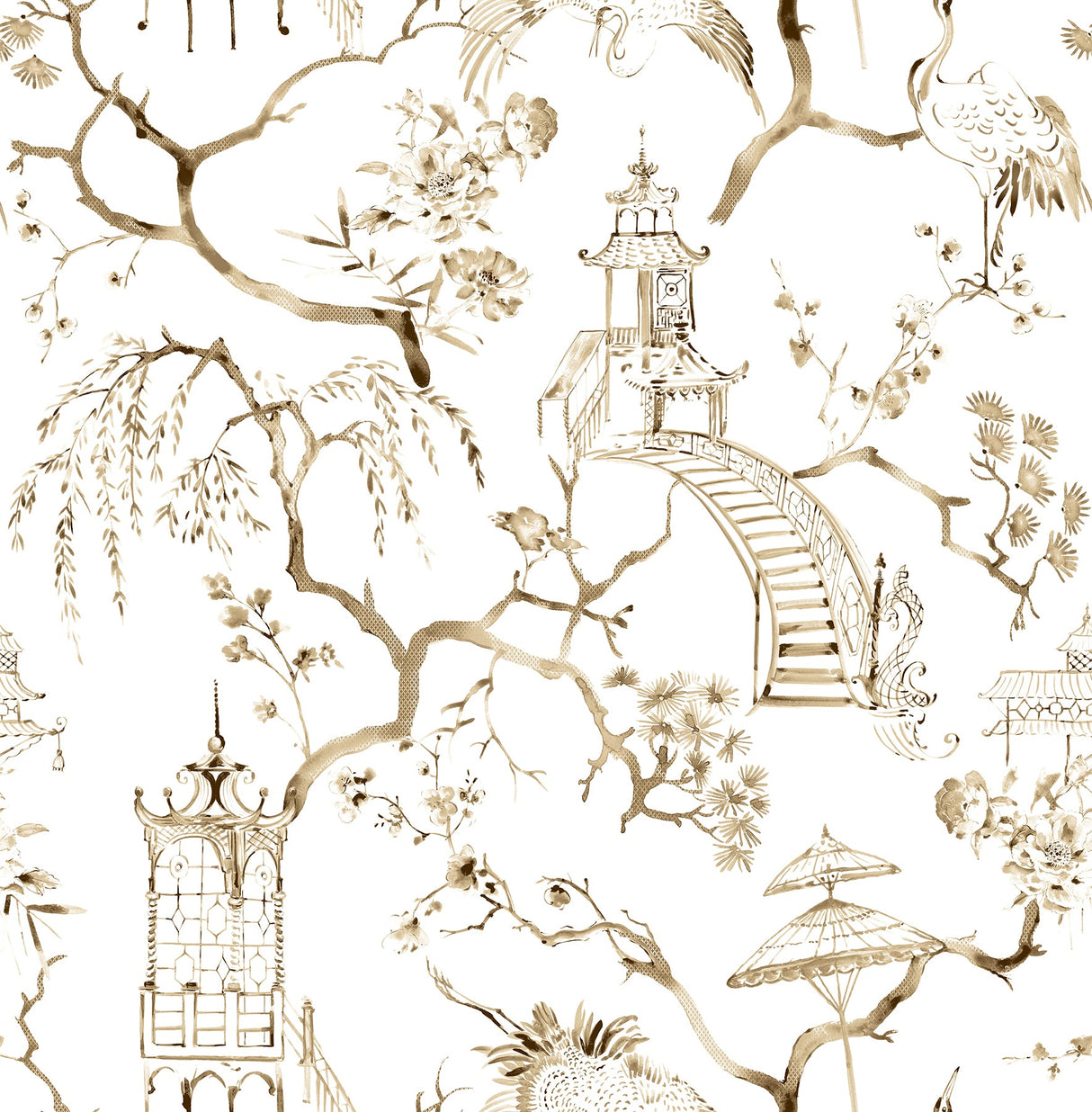 A-Street Prints 4120-26807 Serena Coffee Chinoiserie Wallpaper