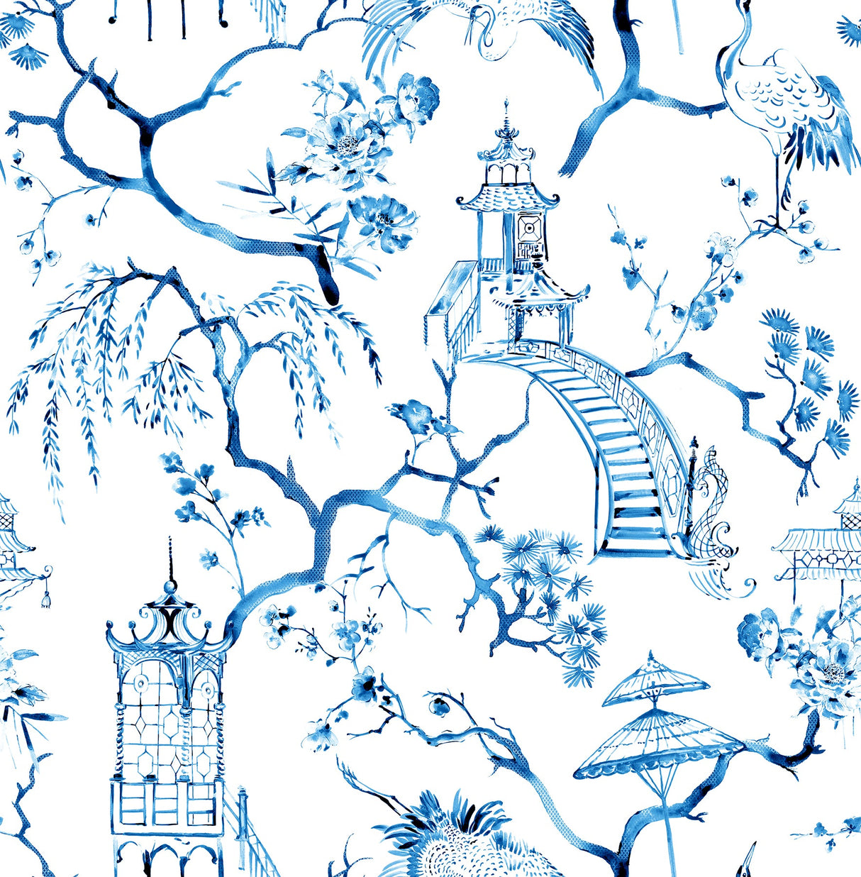 A-Street Prints 4120-26810 Serena Blue Chinoiserie Wallpaper