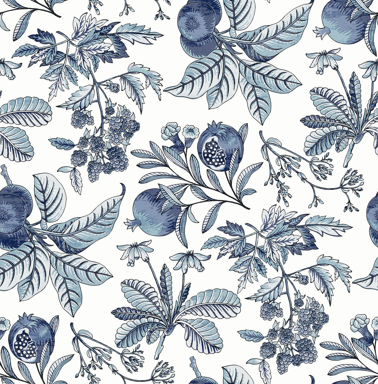 A-Street Prints 4120-26811 Cecilia Blue Fruit Wallpaper