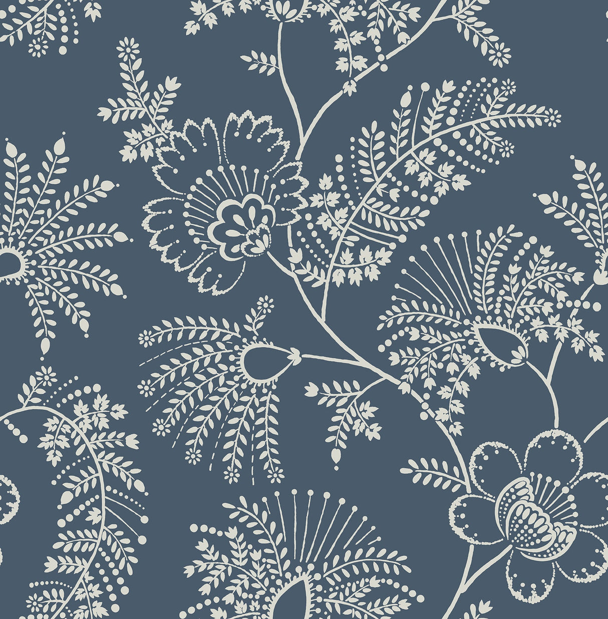 A-Street Prints 4120-26822 Maeve Dark Blue Jacobean Trail Wallpaper