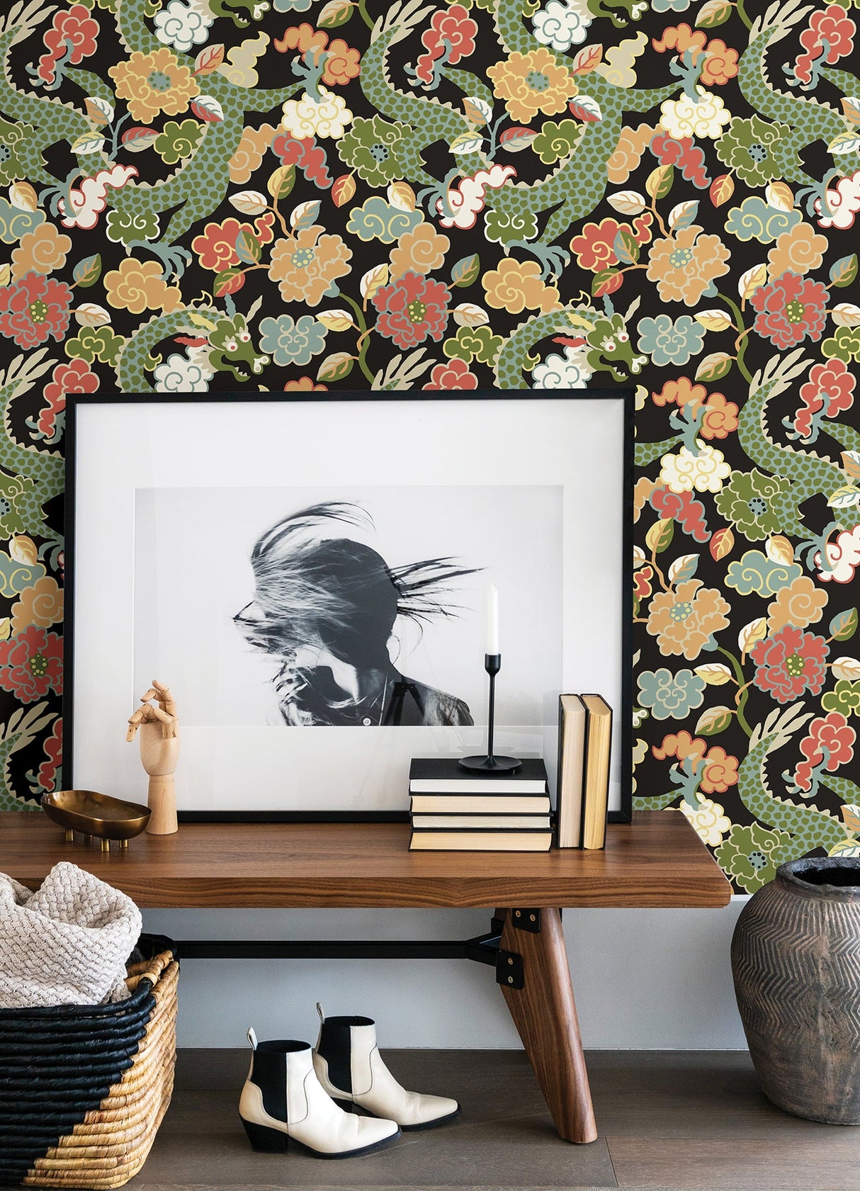 A-Street Prints 4120-72007 Yanci Green Dragon Wallpaper - Eade's Wallpaper