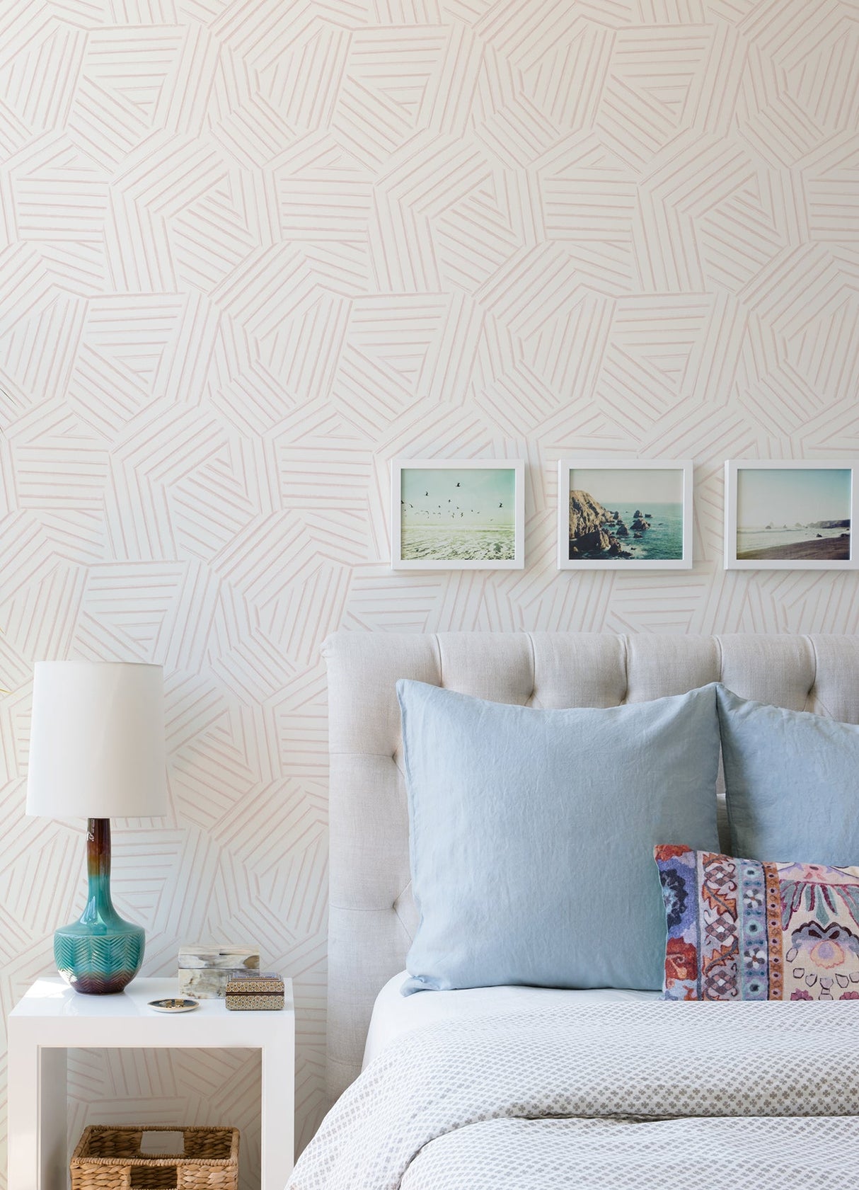 A-Street Prints 4121-26902 Helene Pink Geometric Lines Wallpaper