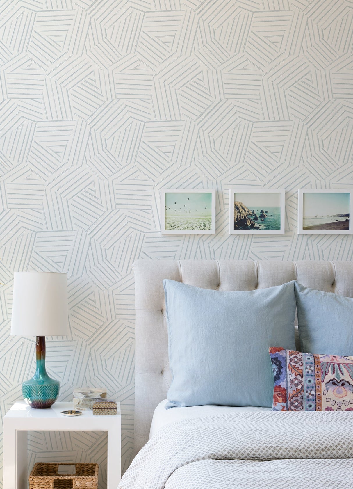 A-Street Prints 4121-26904 Helene Sky Blue Geometric Lines Wallpaper