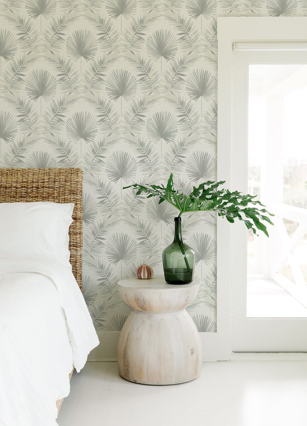 A-Street Prints 4121-26915 Calla Grey Painted Palm Wallpaper