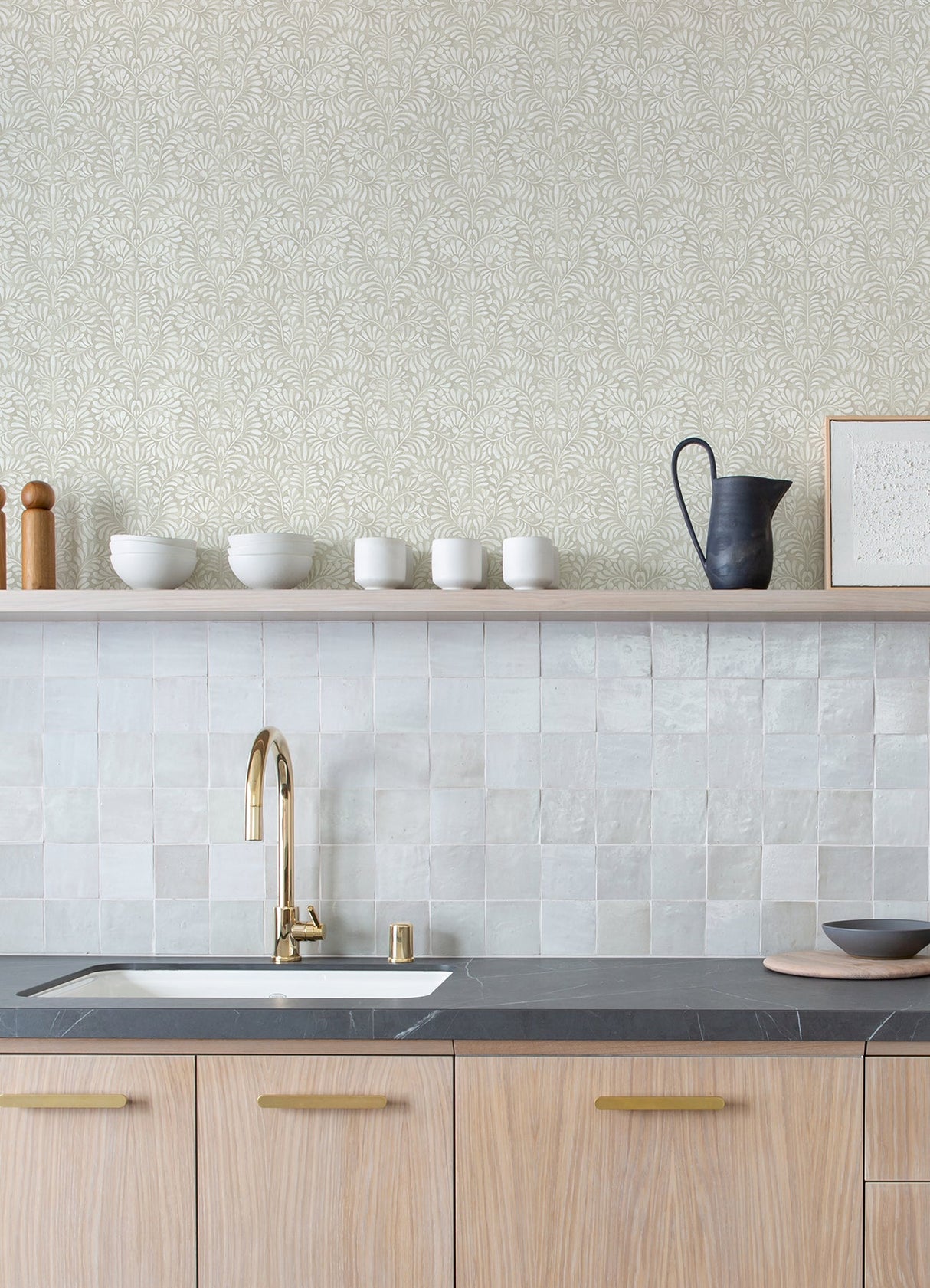 A-Street Prints 4121-26920 Elma Taupe Fiddlehead Wallpaper