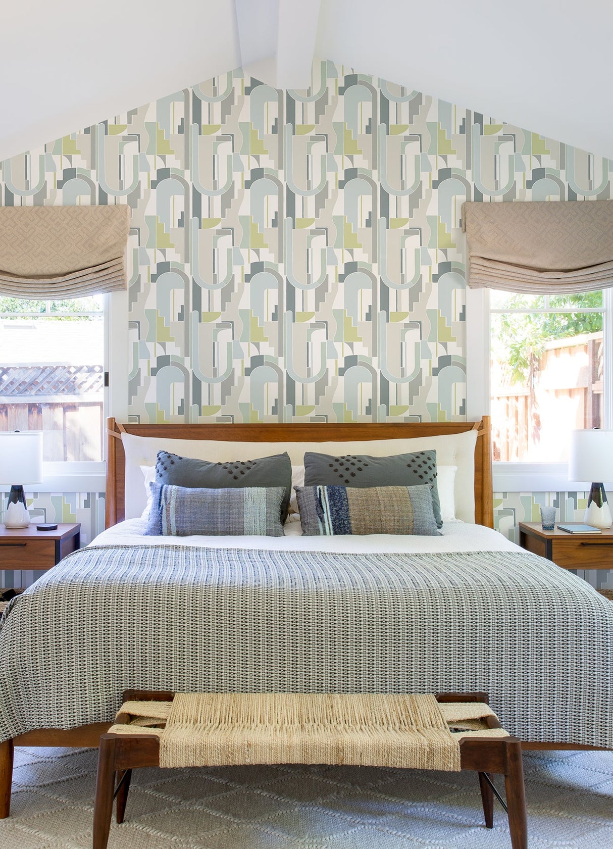 A-Street Prints 4121-72200 Odele Sky Blue Geometric Archways Wallpaper