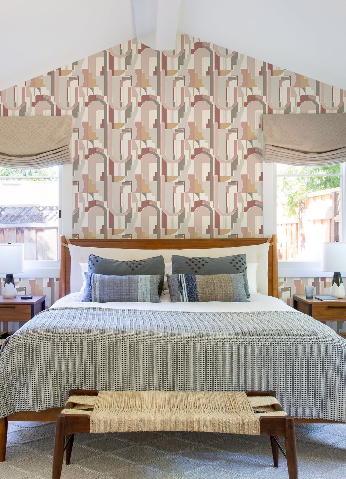 A-Street Prints 4121-72201 Odele Blush Geometric Archways Wallpaper