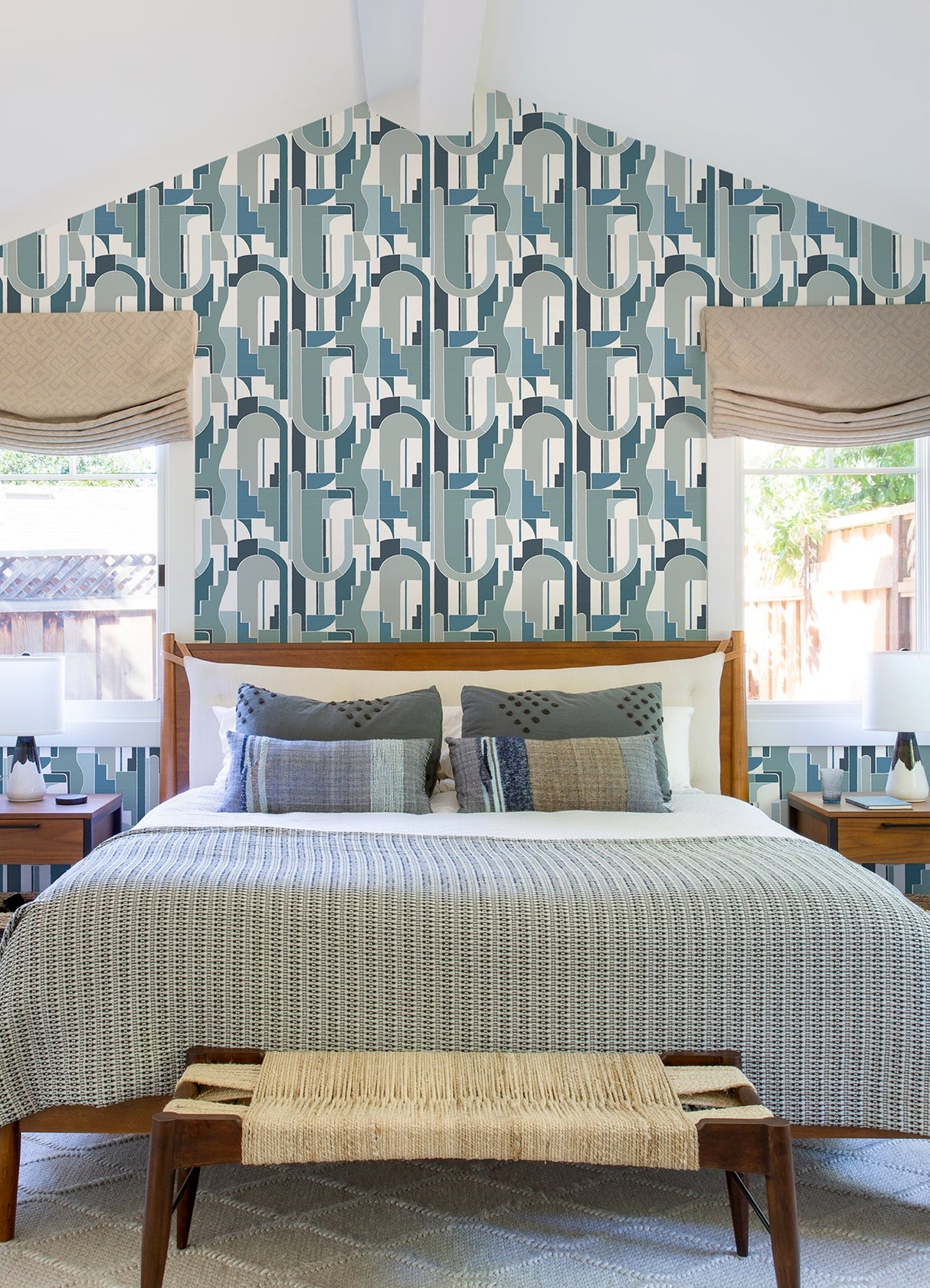 A-Street Prints 4121-72204 Odele Dark Blue Geometric Archways Wallpaper