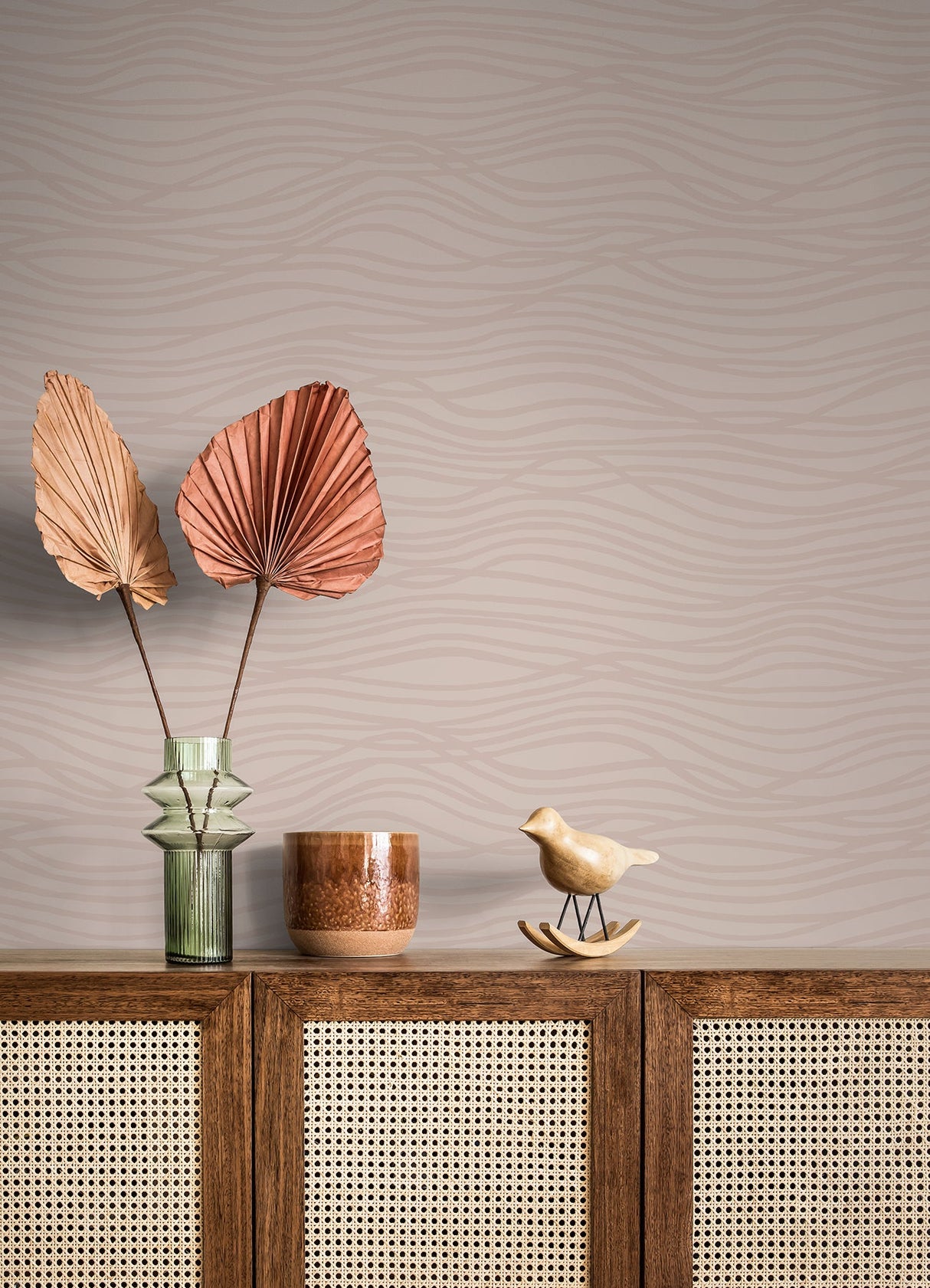 A-Street Prints 4121-72208 Galyn Rose Gold Pearlescent Wave Wallpaper