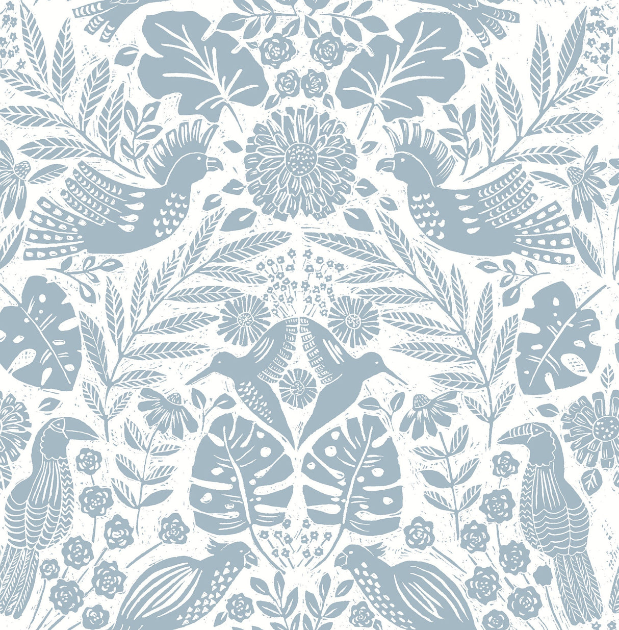 A-Street Prints 4122-27000 Nestle Blue Bird Block Print Wallpaper