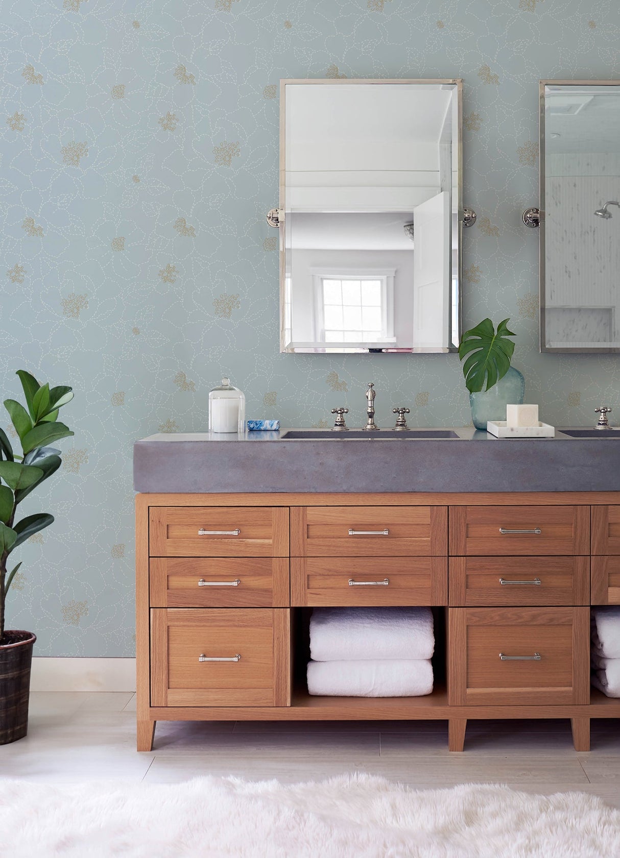 A-Street Prints 4122-27011 Gardena Sky Blue Embroidered Floral Wallpaper