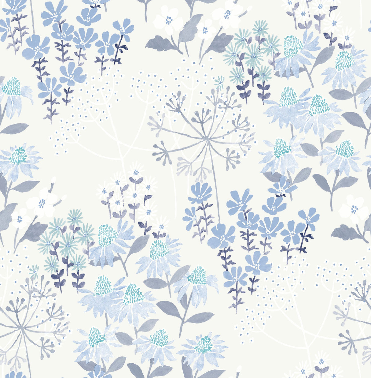 A-Street Prints 4122-27017 Cultivate Blue Springtime Blooms Wallpaper
