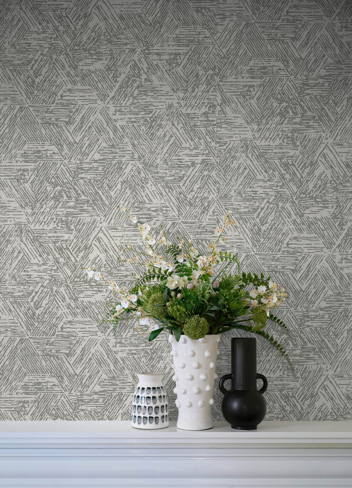 A-Street Prints 4122-27031 Retreat Charcoal Quilted Geometric Wallpaper