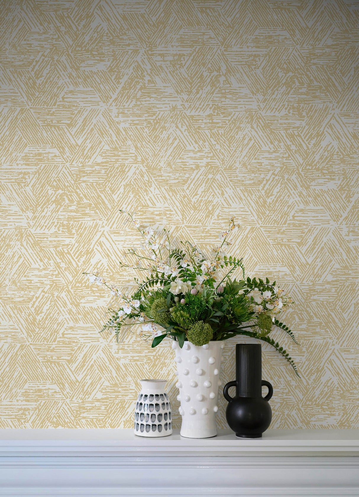 A-Street Prints 4122-27032 Retreat Yellow Quilted Geometric Wallpaper
