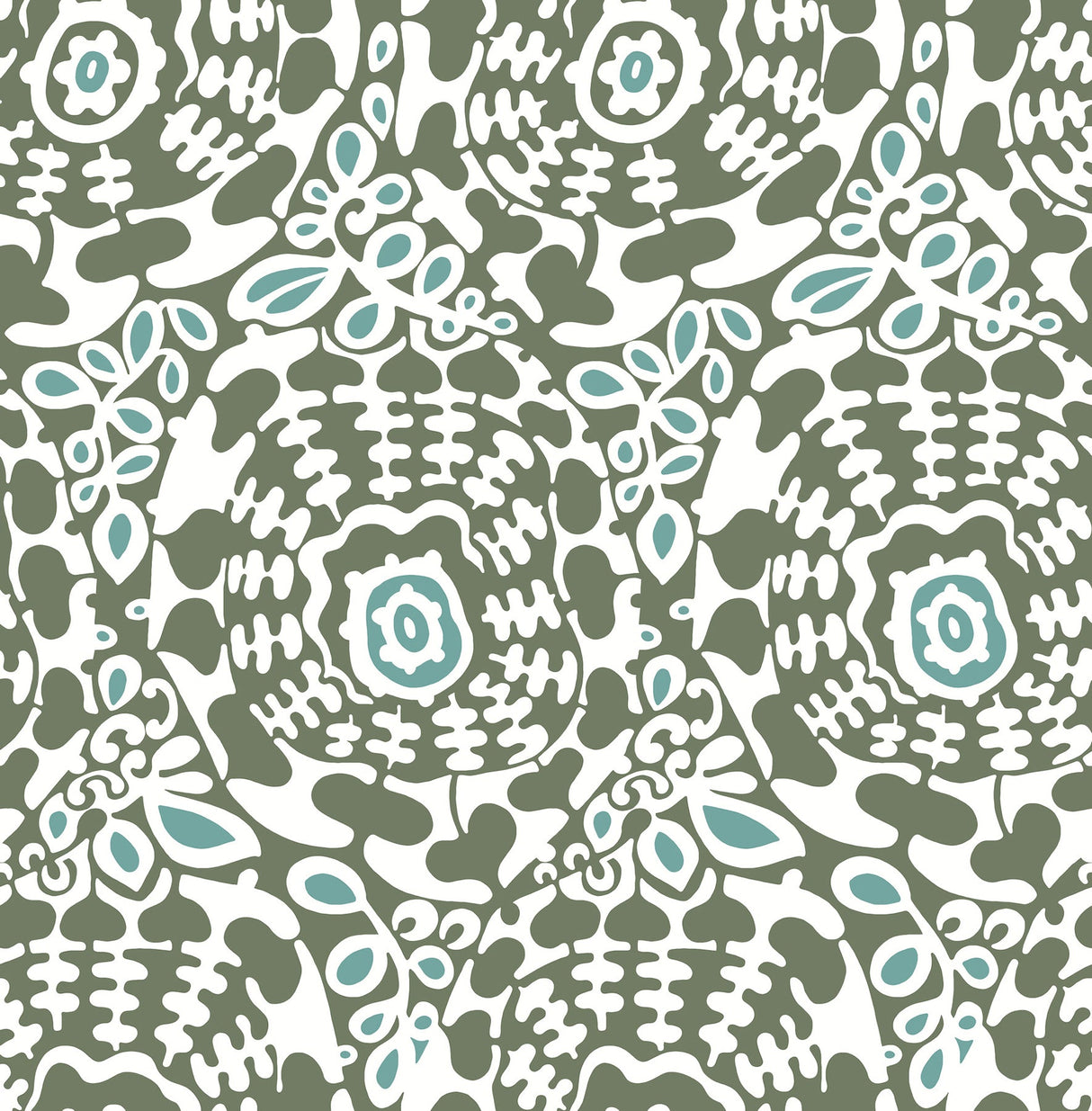 A-Street Prints 4122-27040 Divine Green Abstract Medallion Wallpaper