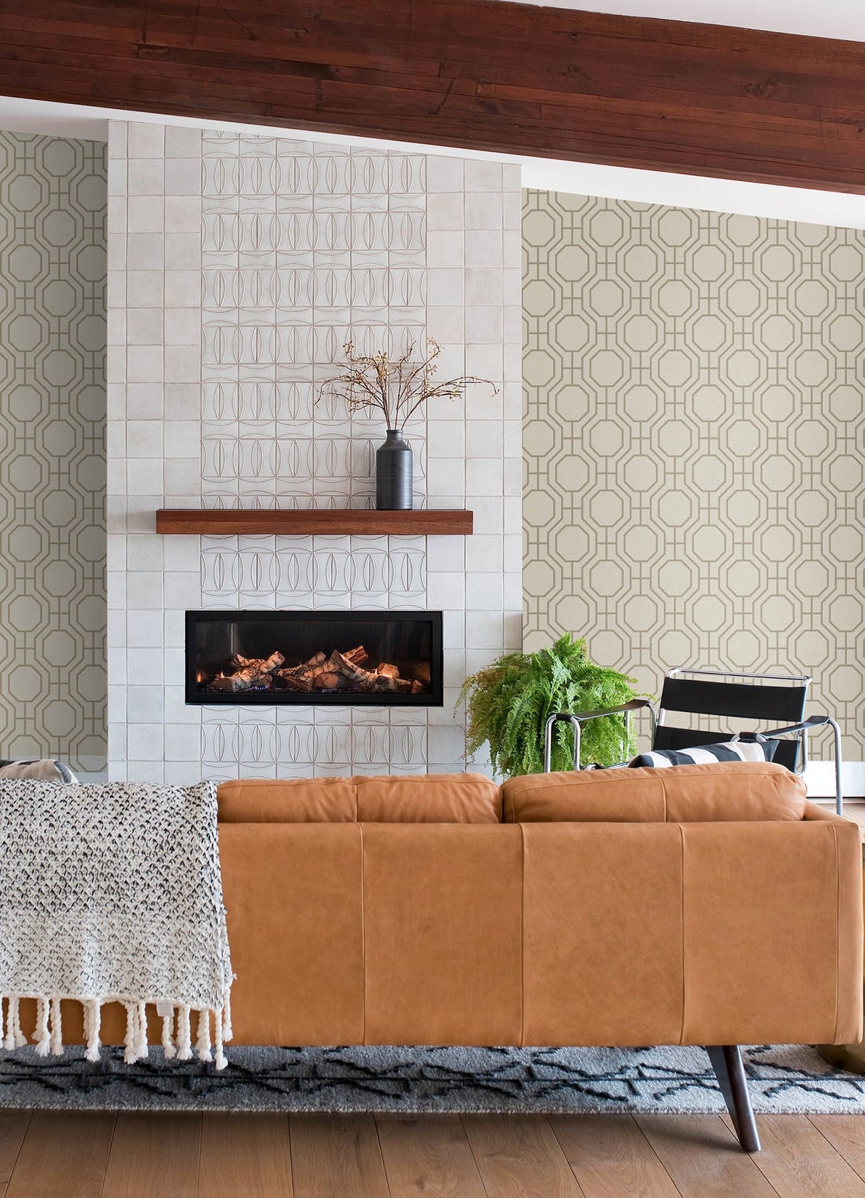 A-Street Prints 4122-27046 Manor Taupe Geometric Trellis Wallpaper