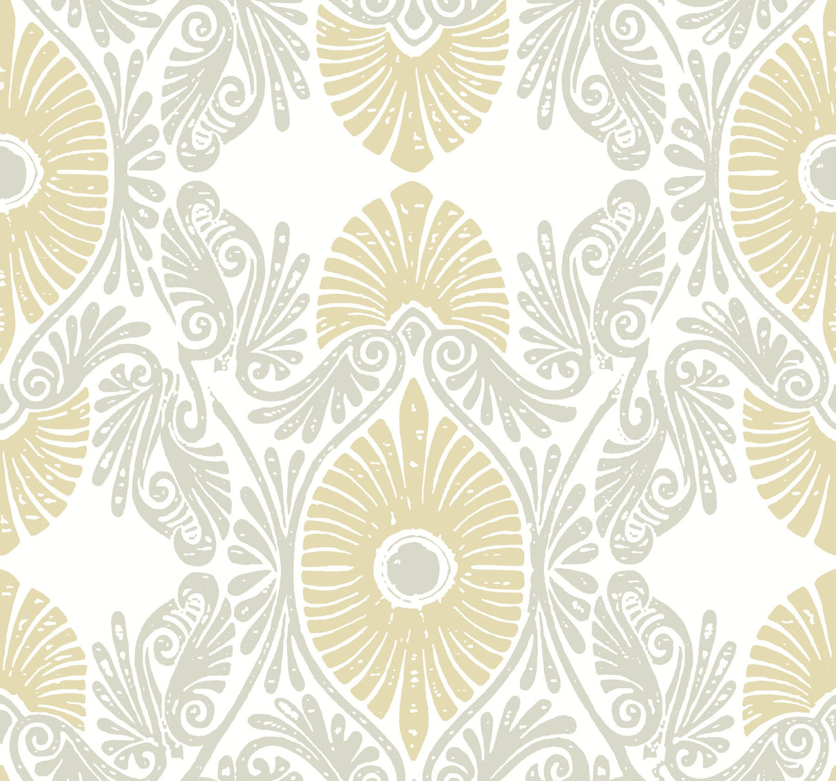 A-Street Prints 4122-72400 Villa Light Yellow Embellished Ogee Wallpaper