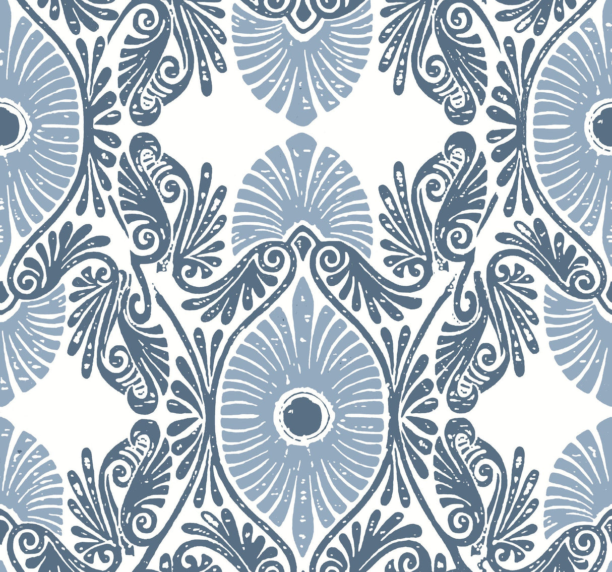 A-Street Prints 4122-72401 Villa Blue Embellished Ogee Wallpaper