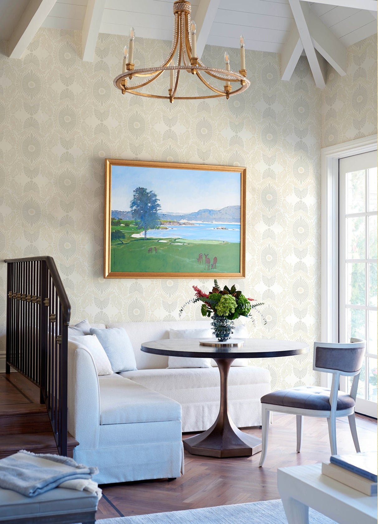 A-Street Prints 4122-72402 Villa Bone Embellished Ogee Wallpaper