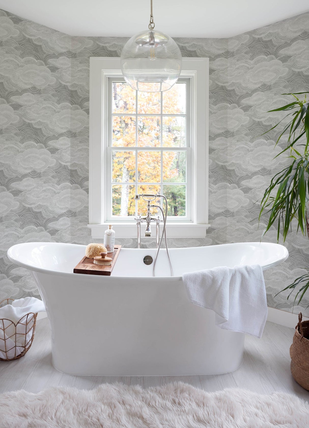 A-Street Prints 4122-72406 Vision Grey Stipple Clouds Wallpaper