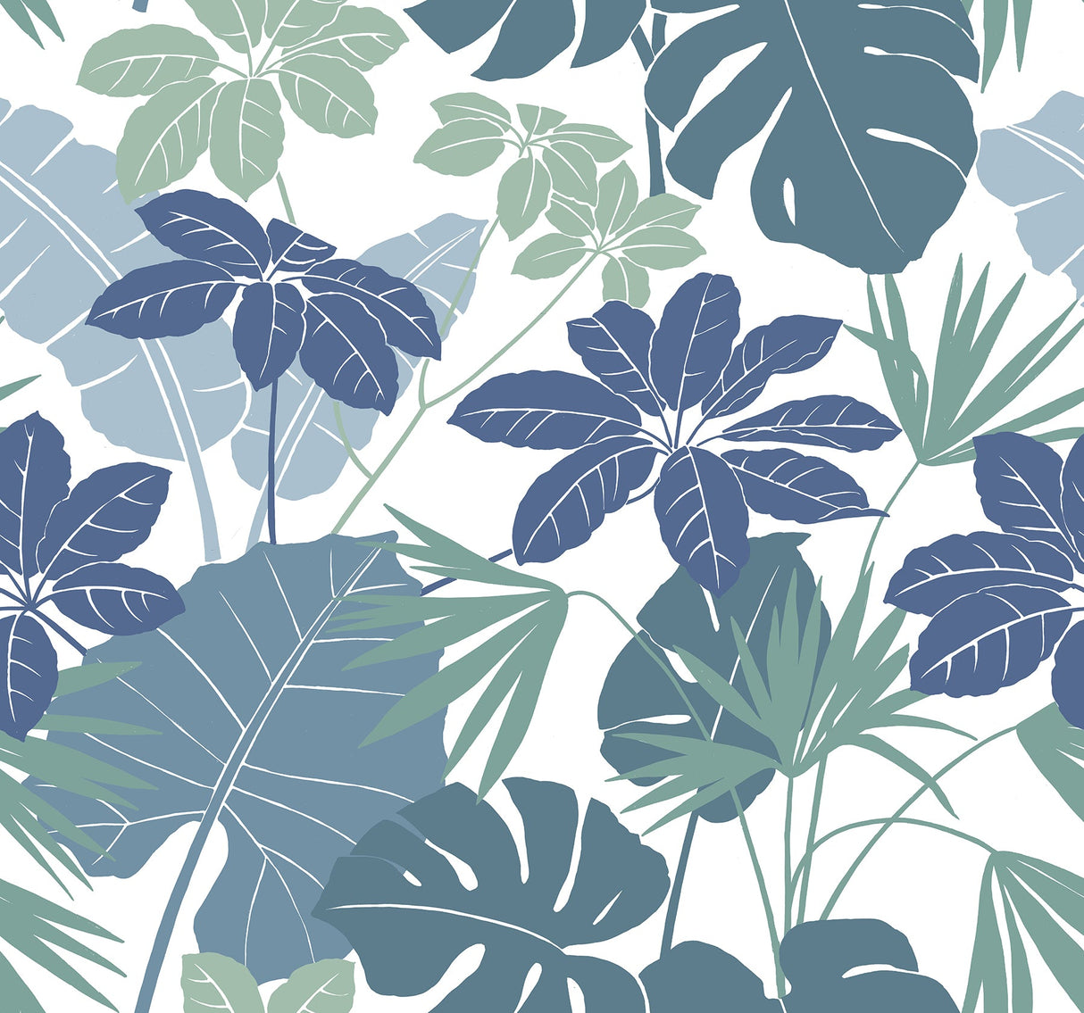 A-Street Prints 4122-72411 Medellin Blue Rainforest Floor Wallpaper