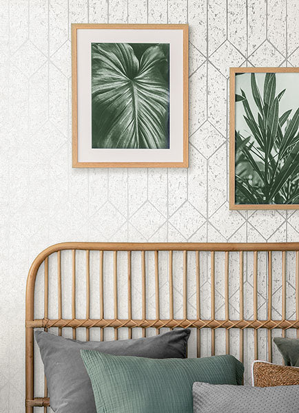 Eade’s Hayden White Concrete Trellis Wallpaper White