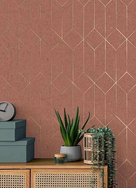 Eade’s Hayden Raspberry Concrete Trellis Wallpaper Raspberry