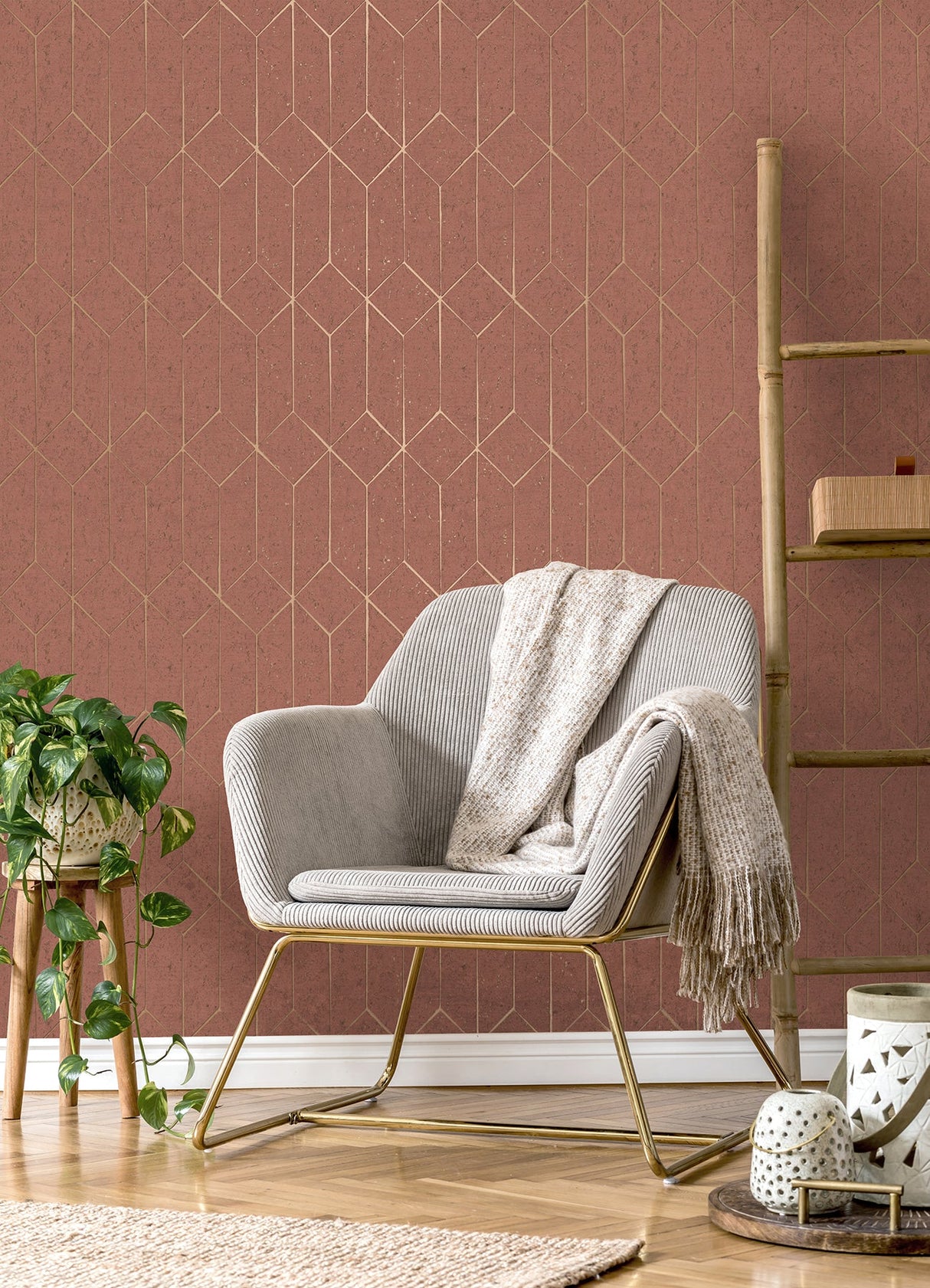 Eade’s Hayden Raspberry Concrete Trellis Wallpaper Raspberry