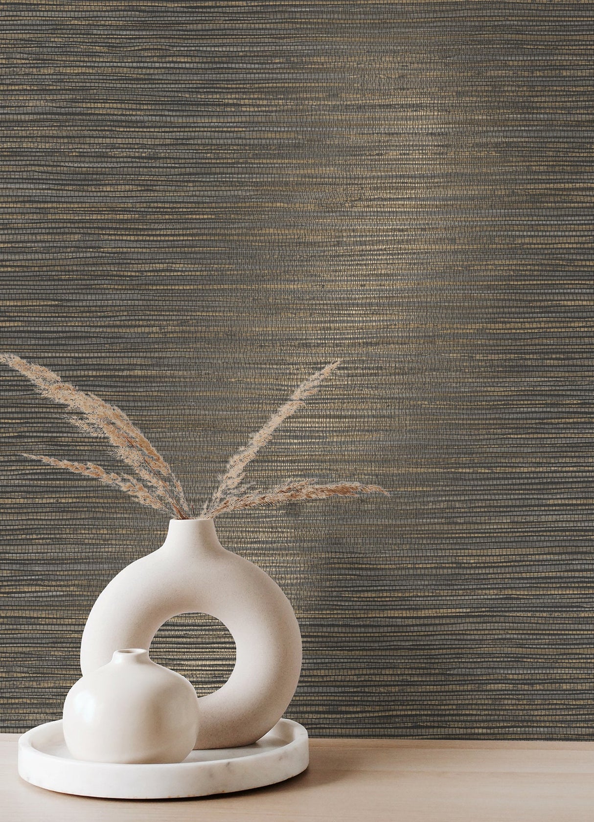 Eade’s Alton Black Faux Grasscloth Wallpaper Black