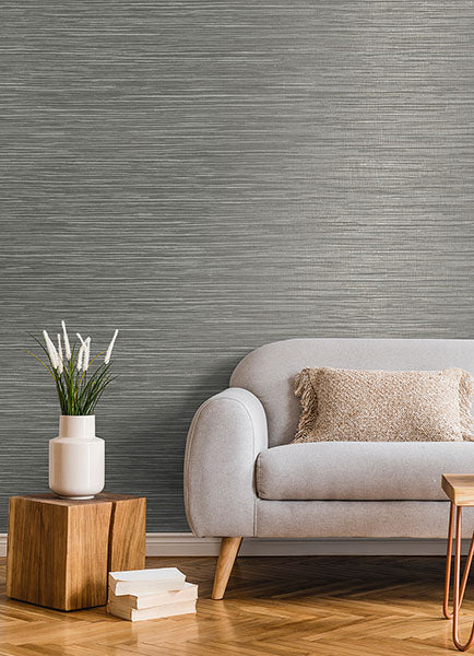 Eade’s Alton Grey Faux Grasscloth Wallpaper Grey