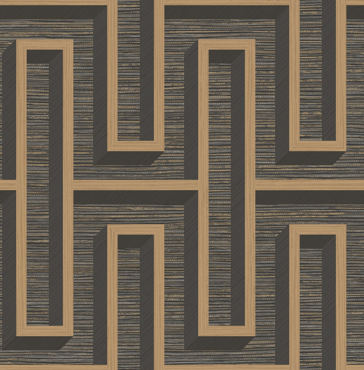 Eade’s Henley Black Geometric Grasscloth Wallpaper Black