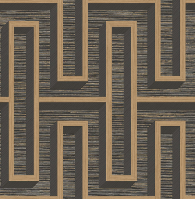 Eade’s Henley Black Geometric Grasscloth Wallpaper Black
