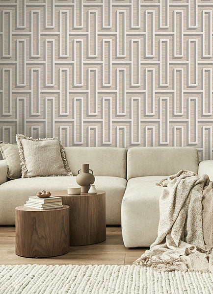 Eade’s Henley Taupe Geometric Grasscloth Wallpaper Taupe