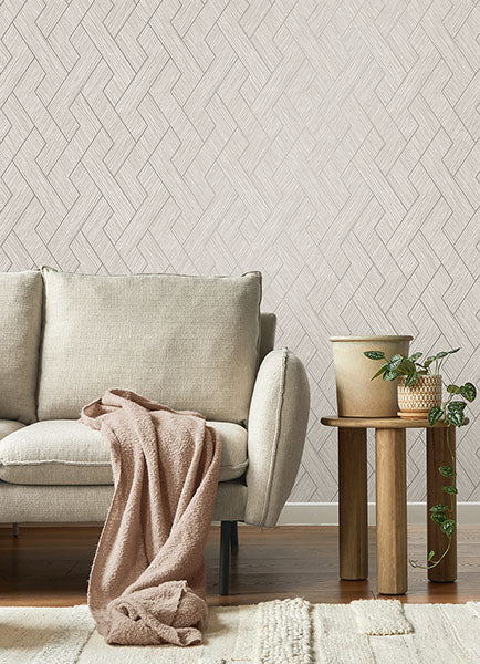 Eade’s Ember Light Grey Geometric Basketweave Wallpaper Ligh