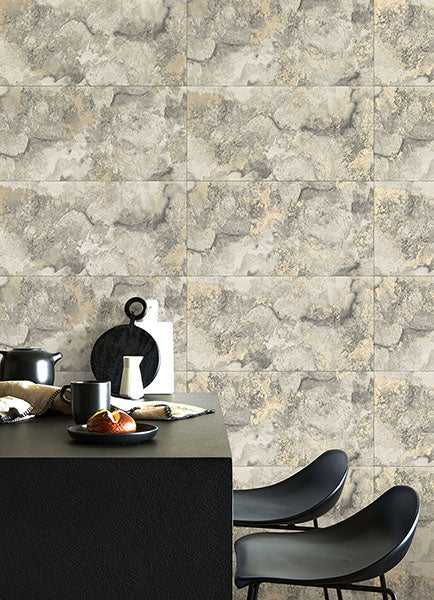 Eade’s Aria Light Grey Marbled Tile Wallpaper Light Grey