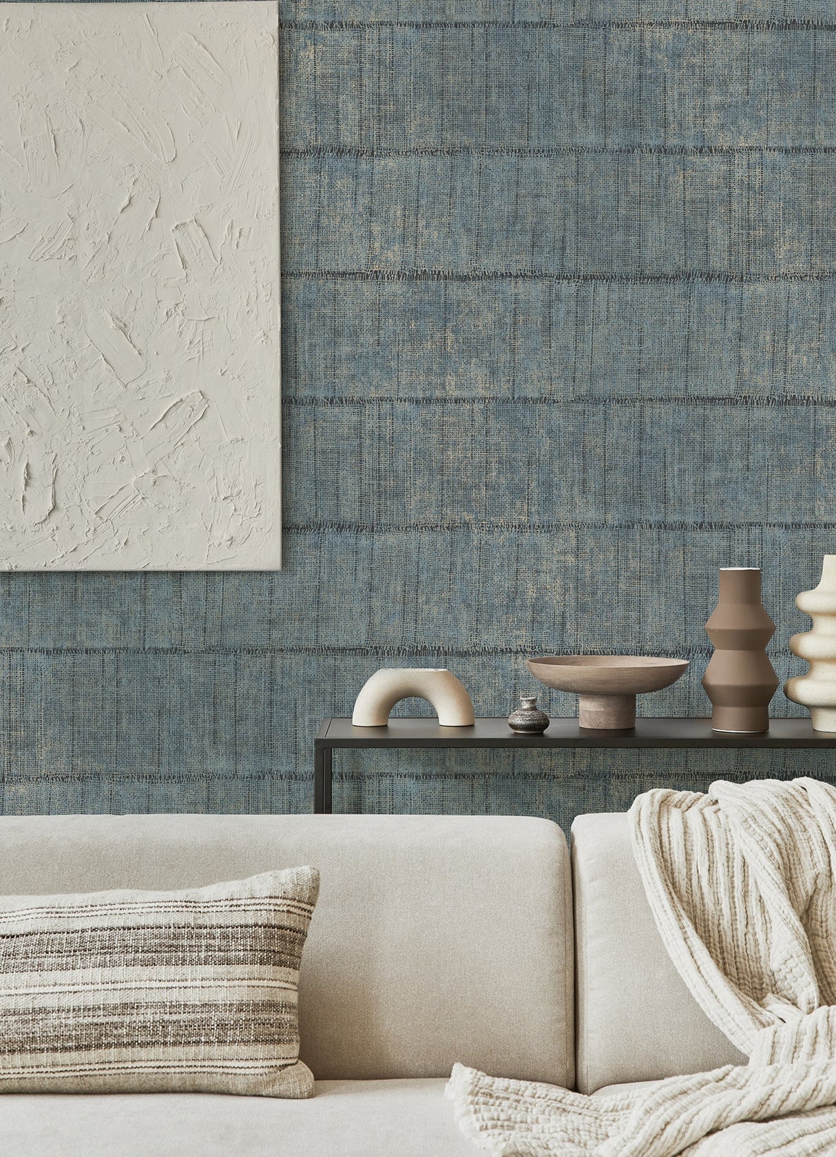 Eade’s Blake Denim Texture Stripe Wallpaper Denim