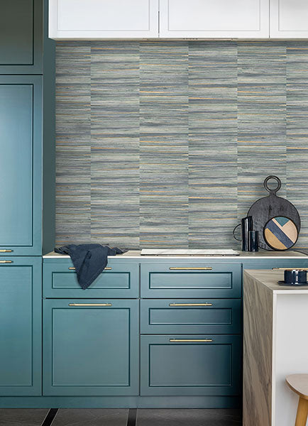 Eade’s Rowan Blue Faux Grasscloth Wallpaper Blue