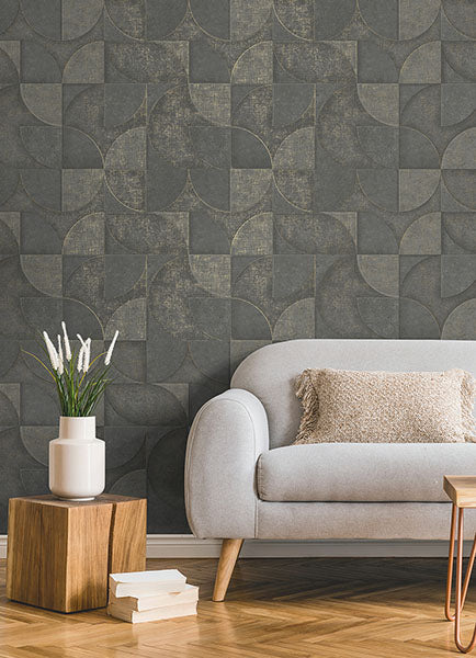 Eade’s Addison Charcoal Retro Geo Wallpaper Charcoal