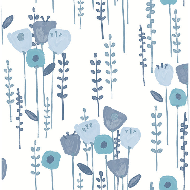 A-Street Prints 4135-27274 Mabel Blue Floral Field Wallpaper - Eade's Wallpaper