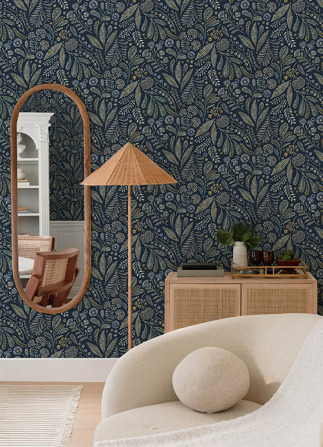 A-Street Prints 4135-27295 Briar Navy Floral Wallpaper - Eade's Wallpaper
