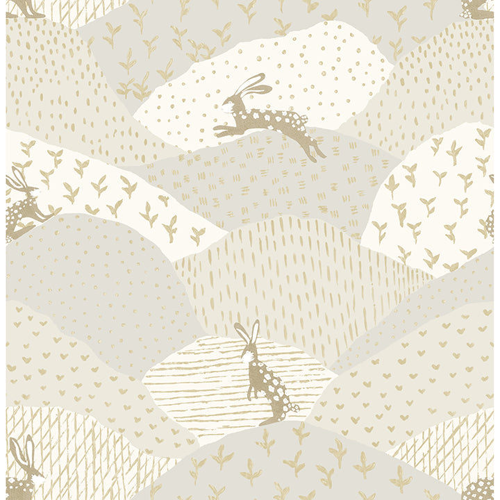 A-Street Prints 4135-27298 Peter Light Grey Rabbit Fields Wallpaper - Eade's Wallpaper