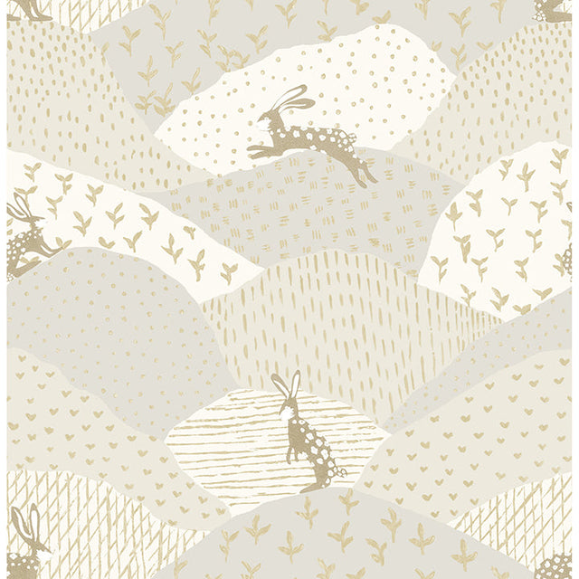 A-Street Prints 4135-27298 Peter Light Grey Rabbit Fields Wallpaper - Eade's Wallpaper