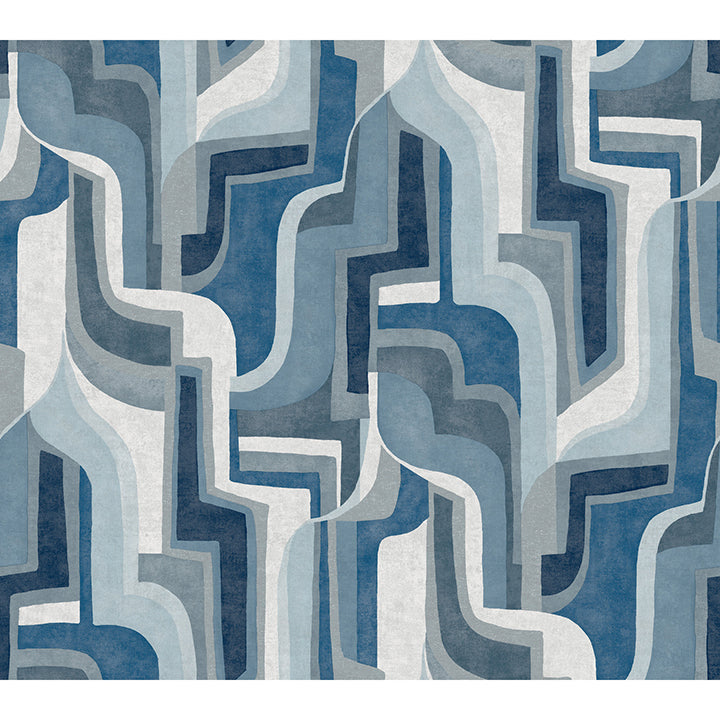 A-Street Prints 4135-72700 Tulum Blue Surreal Shapes Wallpaper - Eade's Wallpaper