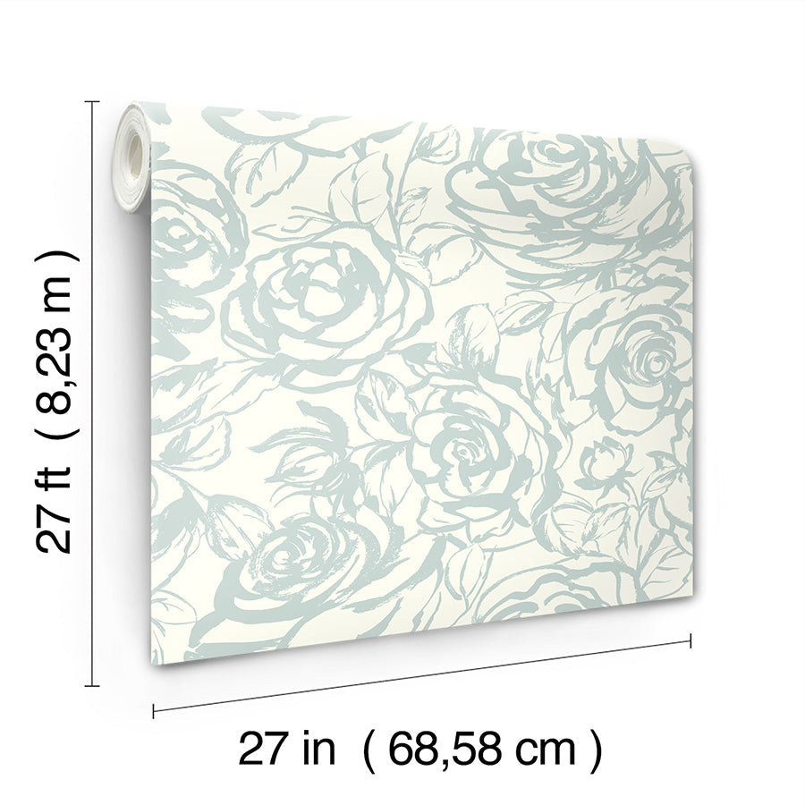 A-Street Prints 4135-72707 Nelda Light Blue Rose Wallpaper - Eade's Wallpaper